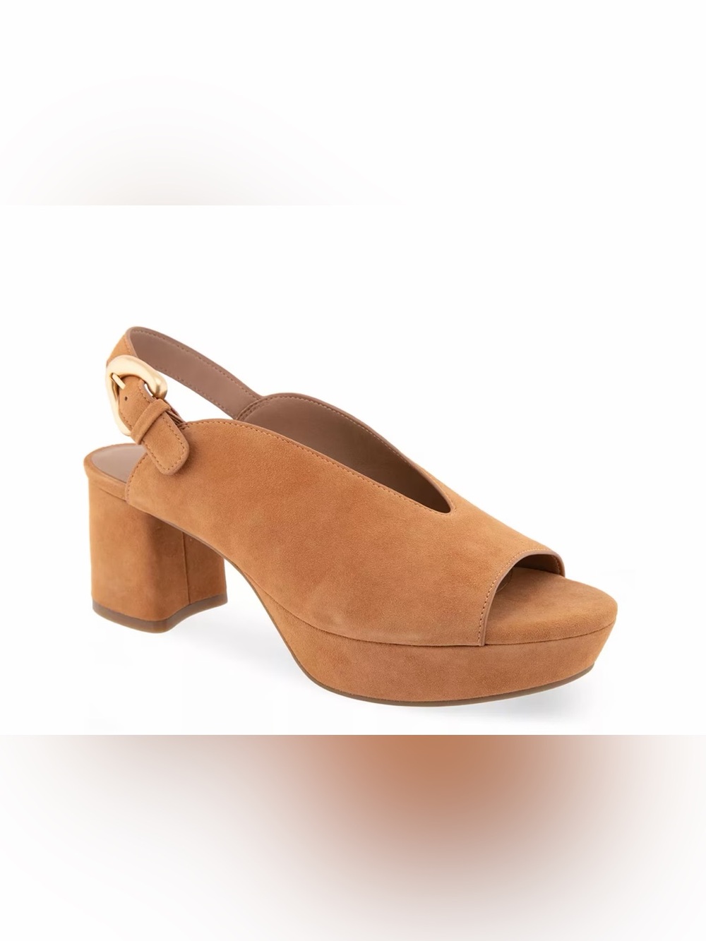 AEROSOLES Tan Suede Slingback Platform Sandal
